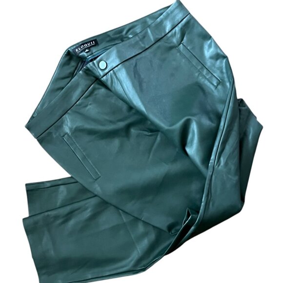 ELOQUII Forest Green Faux Leather Size 18 Skinny Leg Pant EUC - Picture 1 of 4
